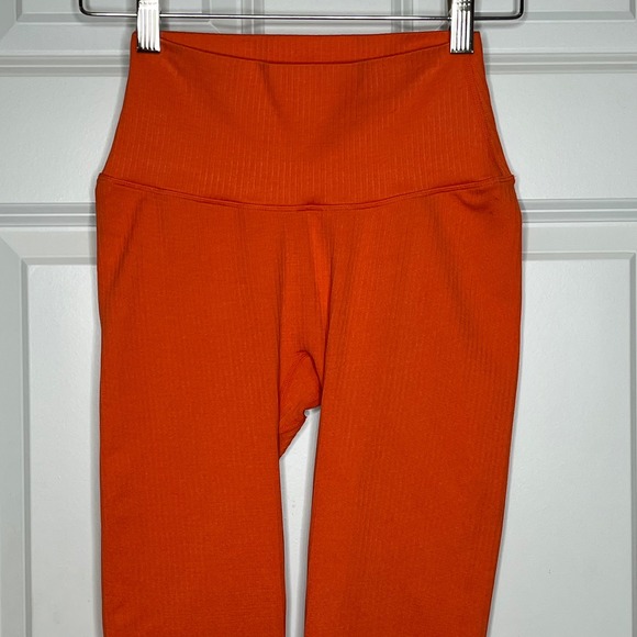 Balance Athletica Vitality Leggings Small Orange Ribbed High Waist Yoga Athletic - Picture 2 of 6